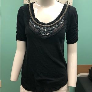 Anthropologie Black 3/4 sleeve shirt